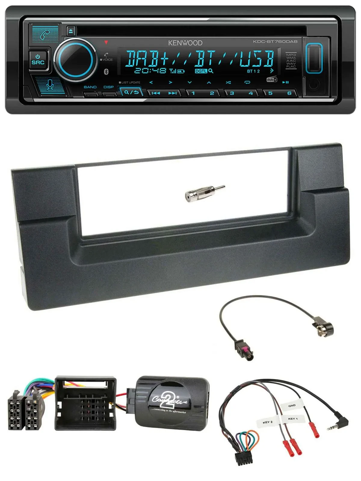 Kenwood Lenkrad Bluetooth DAB USB CD Autoradio für BMW 5er E39 2001-2004 Quadloc
