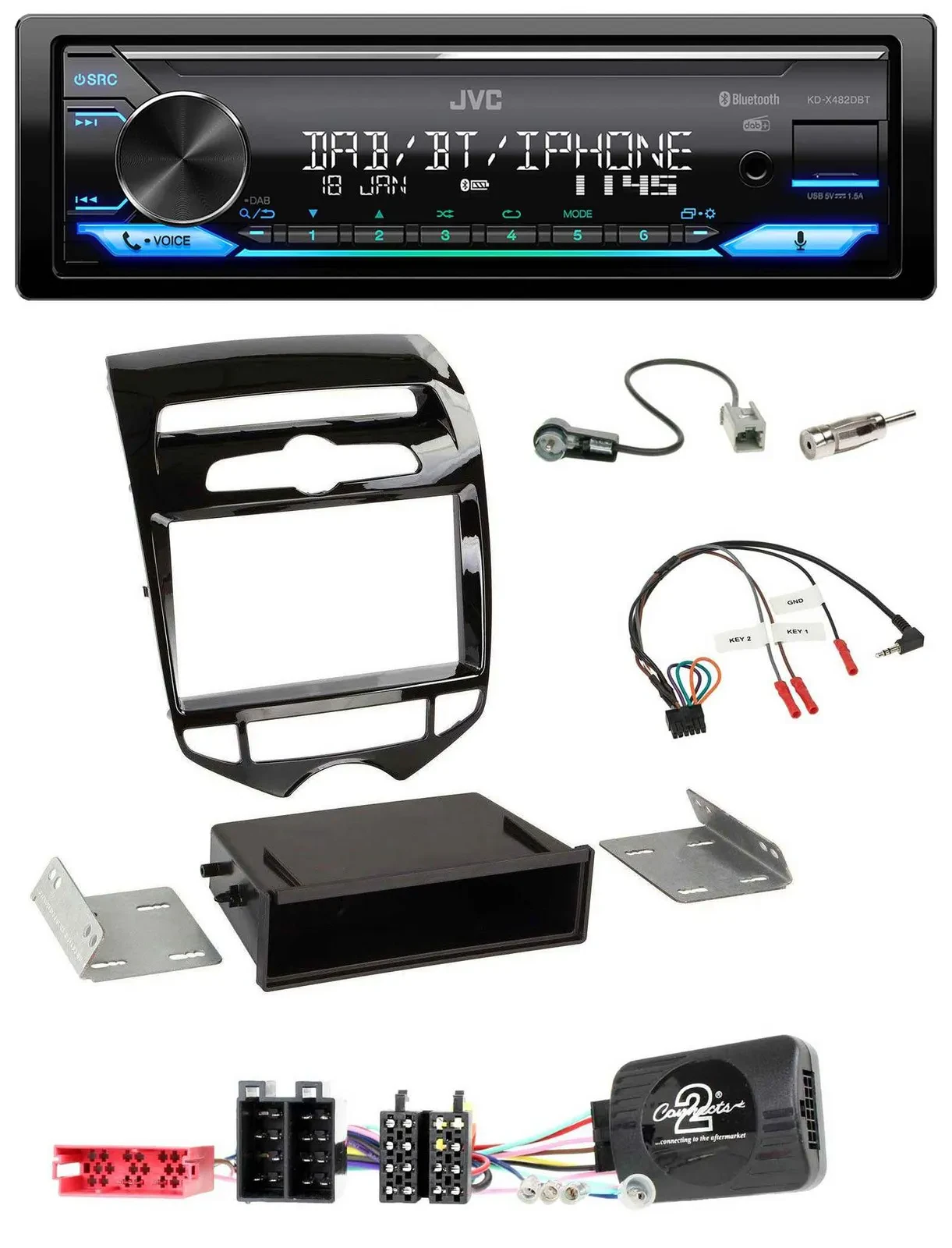 JVC Bluetooth DAB USB Lenkrad Autoradio für Hyundai ix20 ab 2010 autom. Klima