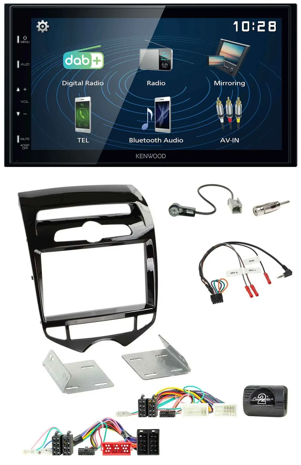 Автомагнитола для Hyundai ix20 (с 2010) Kenwood 2DIN, Bluetooth, USB, DAB, поддержка управления на руле