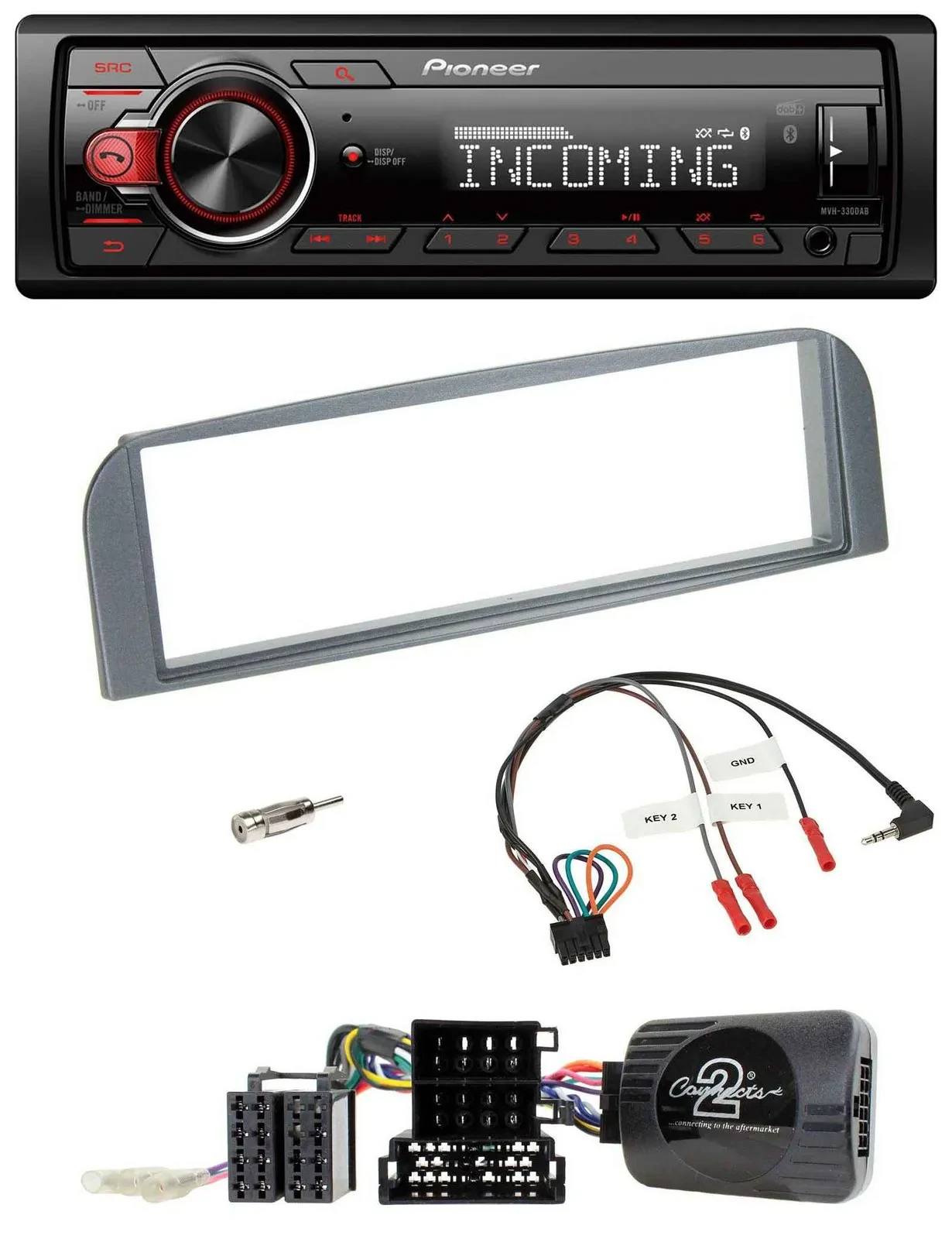 Pioneer Bluetooth USB DAB Lenkrad Autoradio für Alfa 147 GT 2007-2010 anthrazit