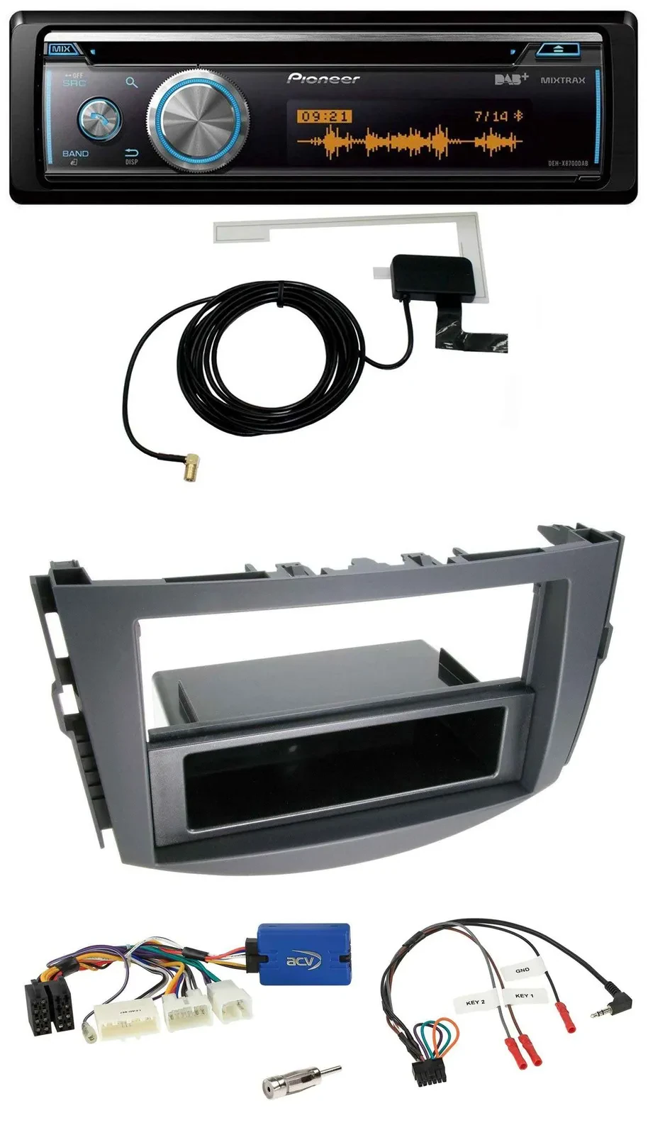 Автомагнитола для Toyota RAV4 2011–2013 Pioneer Bluetooth, DAB, USB, CD