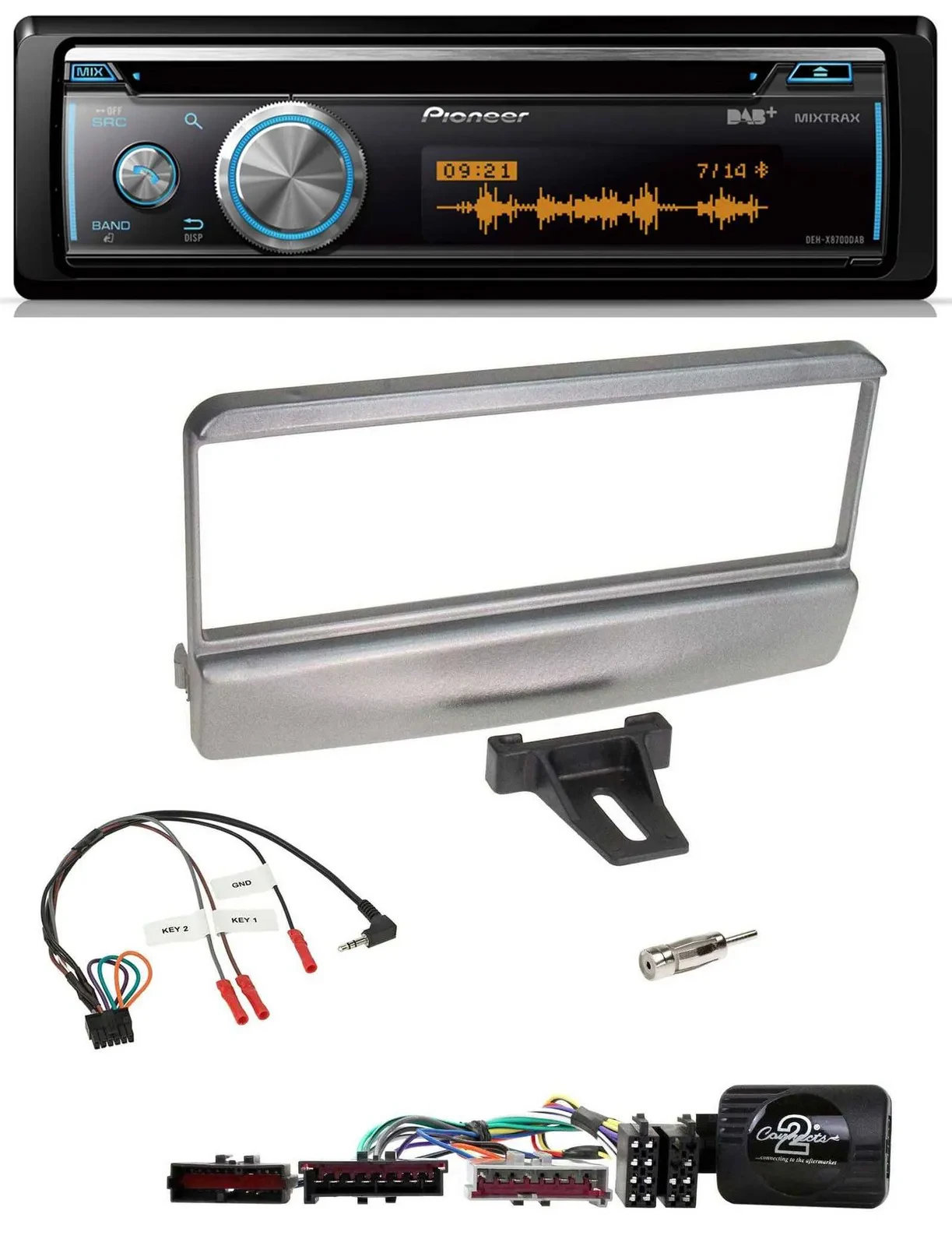 Pioneer Lenkrad DAB USB CD Bluetooth Autoradio für Ford Mondeo 2000-2002 silber