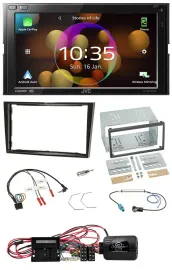 JVC DAB Lenkrad 2DIN Bluetooth USB Autoradio für Opel Corsa D Klavierlack 09-14
