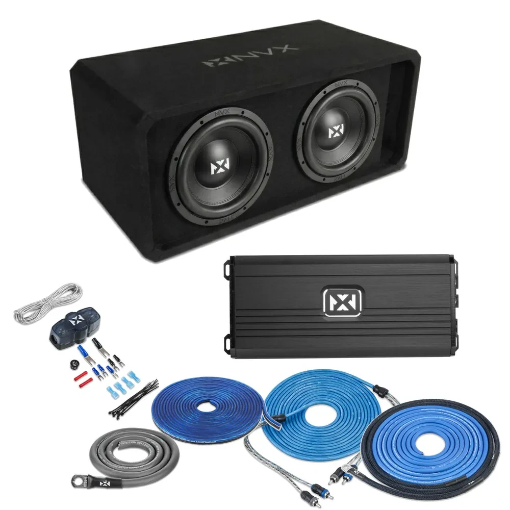 Сабвуфер пассивный NVX NE102P_BASSPACKAGEKIT 10" (2 шт.), фазоинверторный корпус (набор) с усилителем и комплектом проводов