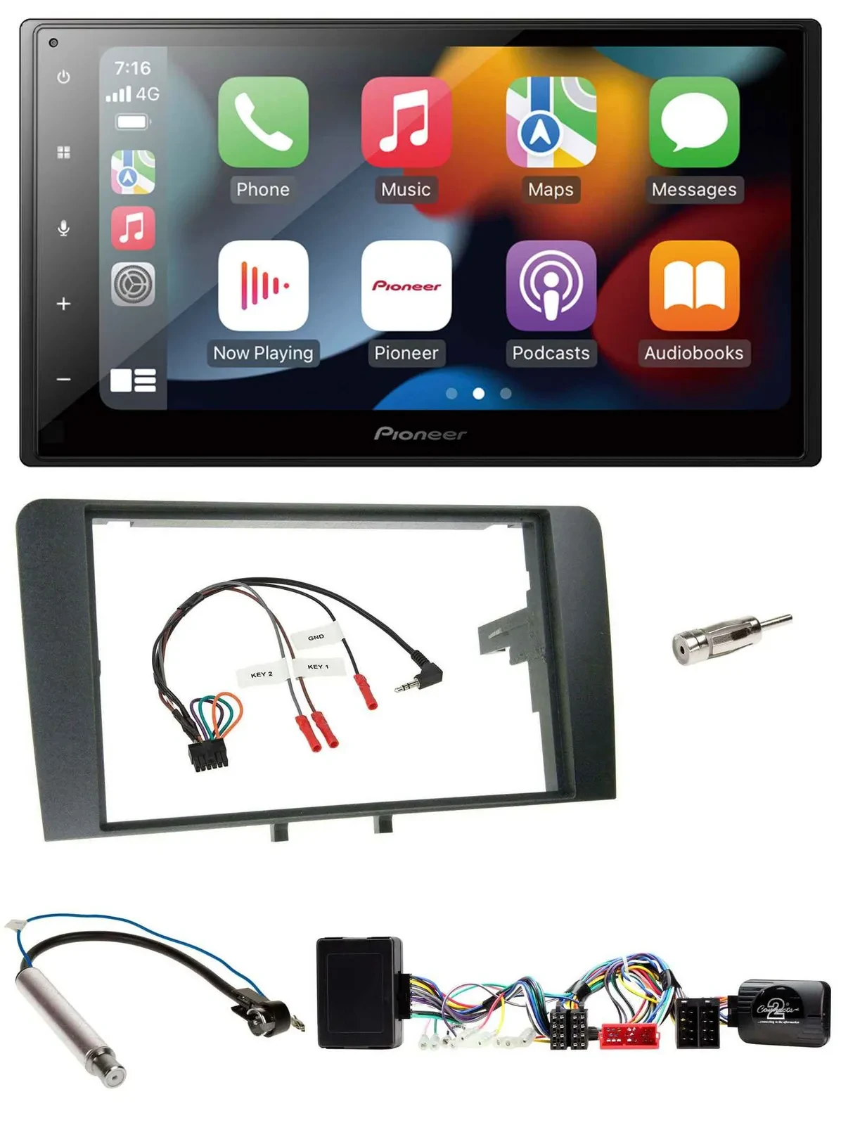 Pioneer DAB Bluetooth 2DIN USB Lenkrad Autoradio für Audi A3 Symphony Aktiv ISO