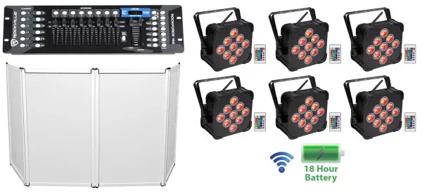 6 Rockville BEST PAR 60 Rechargeable Wireless Par Can Wash Lights+Facade+Control