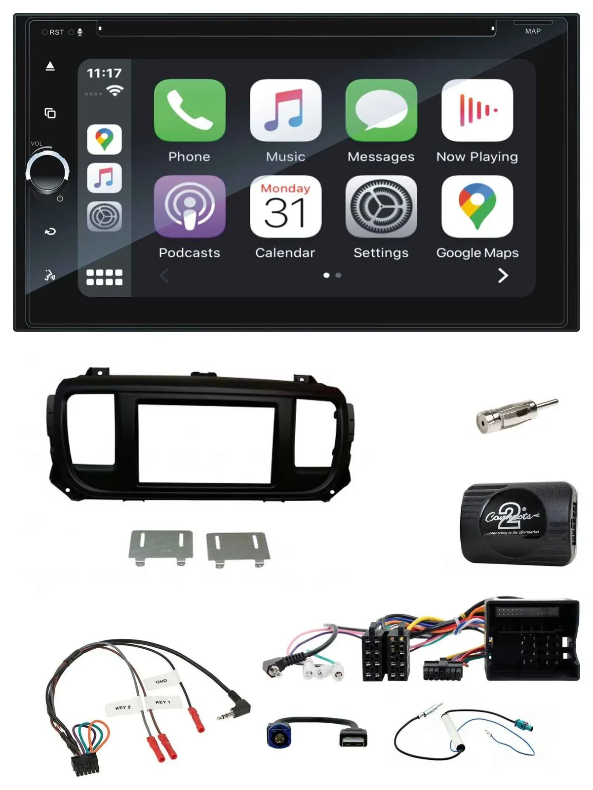 Blaupunkt 2DIN Bluetooth DAB USB DVD Lenkrad Autoradio für Citroen Jumpy Erstaus