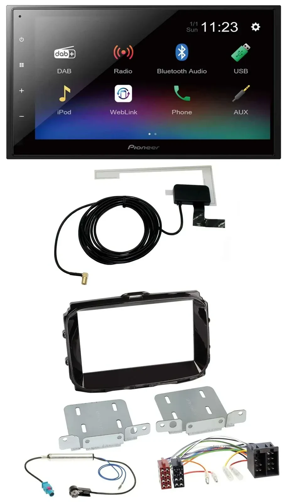 Автомагнитола для Alfa Romeo Pioneer DAB, MP3, Bluetooth, 2DIN, USB, ISO, черный глянец (piano black)