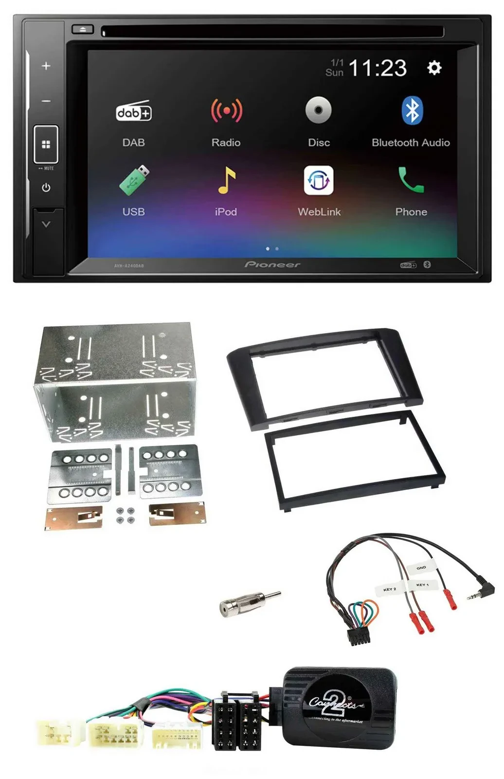Pioneer Bluetooth Lenkrad USB 2DIN DAB DVD Autoradio für Toyota Avensis 2003-200