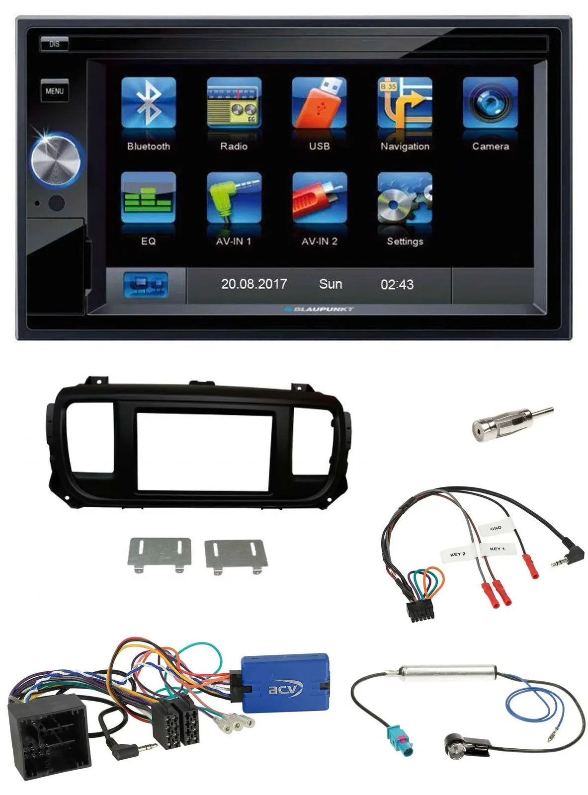 Blaupunkt 2DIN Bluetooth TMC USB Lenkrad SD Navigation für Citroen Spacetourer J
