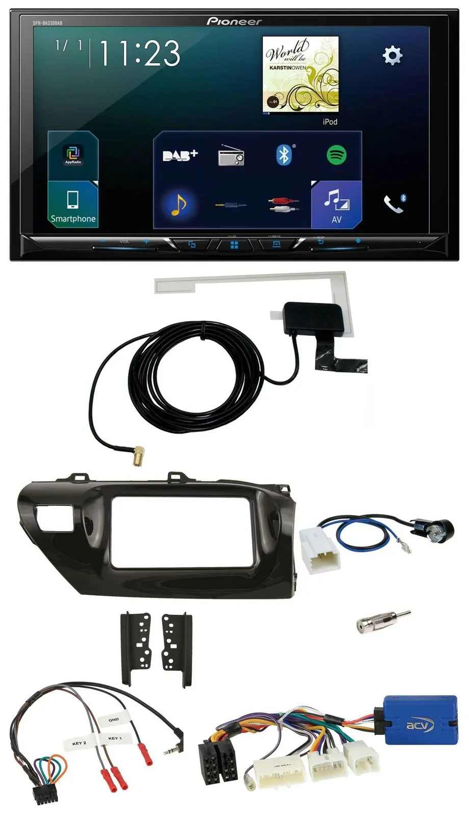 Pioneer 2DIN DAB USB Lenkrad Bluetooth Autoradio für Toyota Hilux 2015-2020