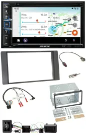 Автомагнитола с навигацией Alpine 2DIN Bluetooth USB DAB TMC для Ford Kuga 2008–2012 антрацит, поддержка кнопок на руле