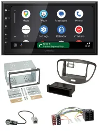 Kenwood DAB Bluetooth USB MP3 2DIN Autoradio für Hyundai i10 2008-13 dunkelsilbe