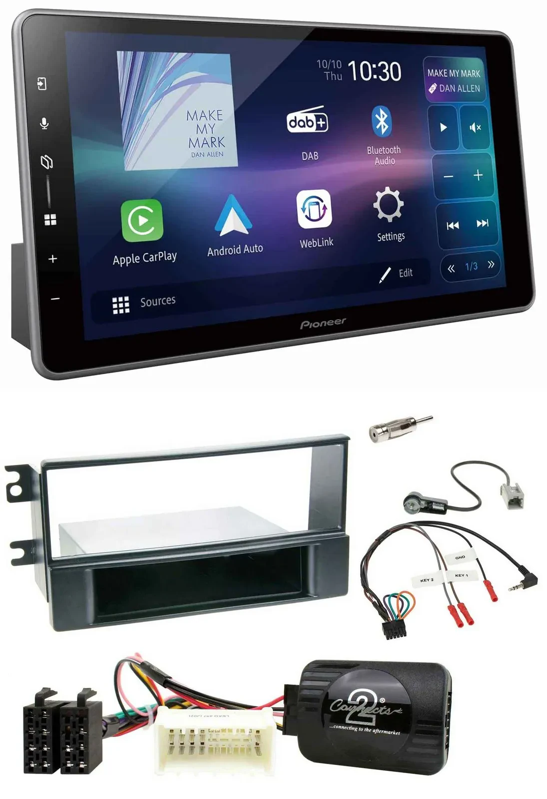 Автомагнитола для Kia Sportage II (2008–2010) Pioneer Bluetooth, USB, DAB, поддержка управления на руле