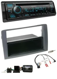 Kenwood Bluetooth USB CD Lenkrad DAB Autoradio für Fiat Idea 2006-2011 grau