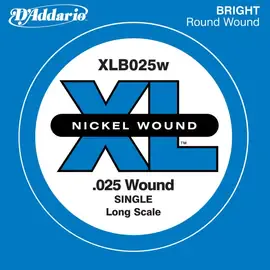 Струна для бас-гитары D'Addario XLB025W, сталь никелированная, круглая оплетка, калибр 25