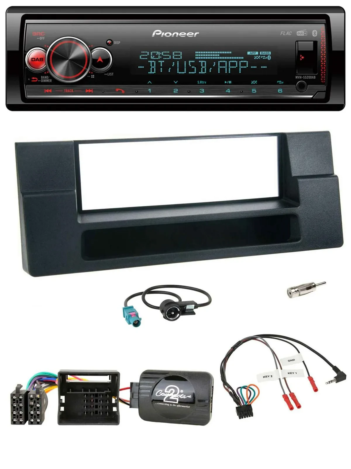 Автомагнитола Pioneer Bluetooth USB DAB для BMW 5er E39, X5 (Quadlock, совместима с управлением на руле)