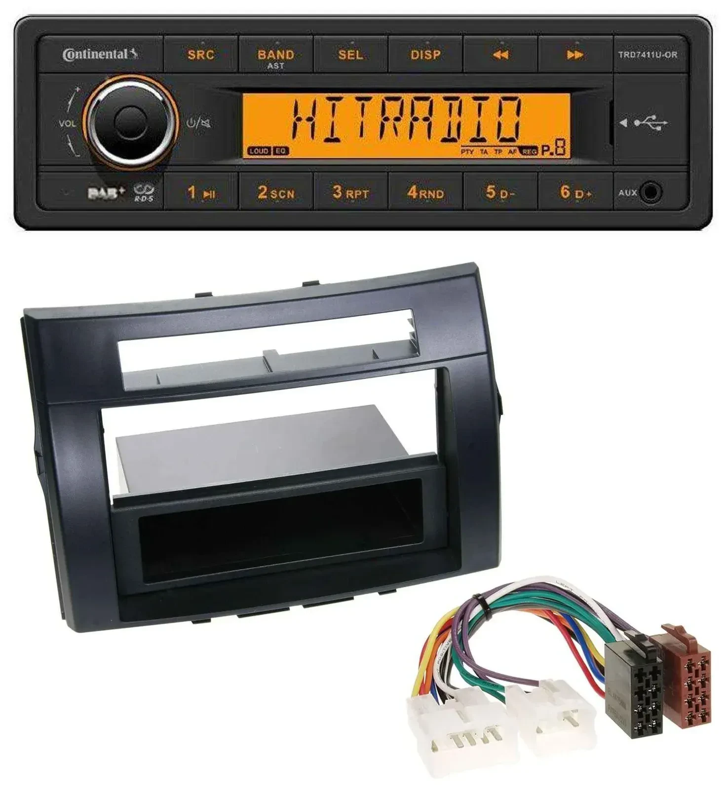 Continental 1DIN DAB MP3 AUX USB Autoradio für Toyota Corolla Verso 04-09 schwar