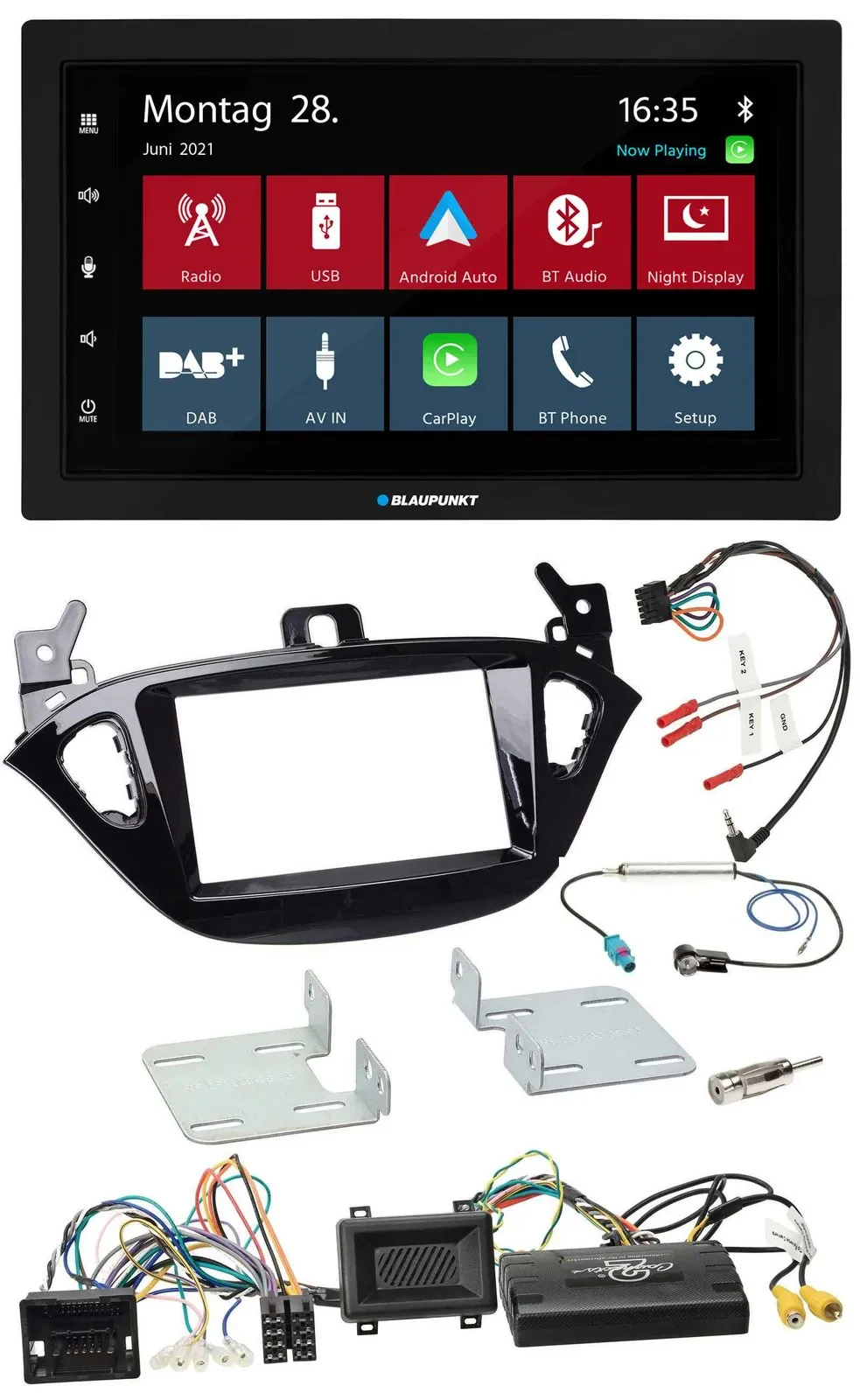 Blaupunkt Lenkrad Bluetooth DAB 2DIN USB Autoradio für Opel Adam Corsa E ab 2013