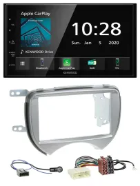 Kenwood Bluetooth MP3 DAB USB 2DIN Autoradio für Nissan Micra 2010-2013 silber