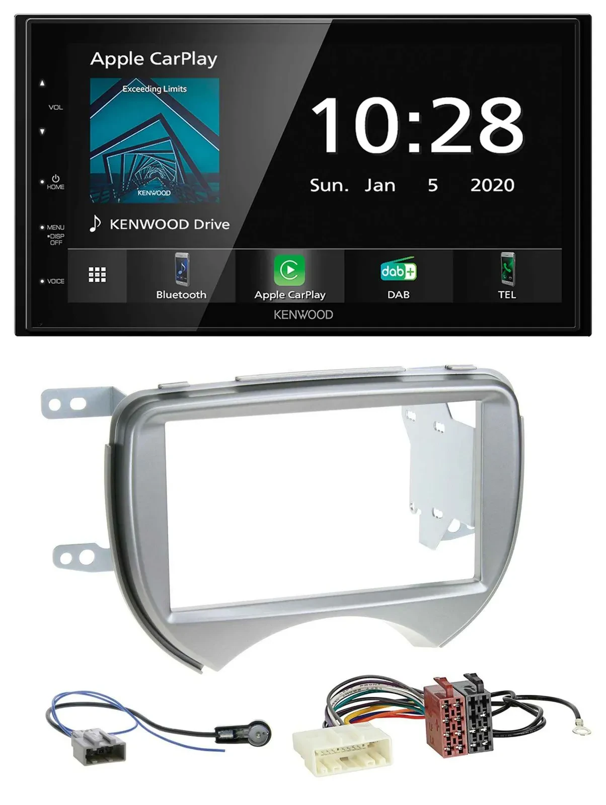 Kenwood Bluetooth MP3 DAB USB 2DIN Autoradio für Nissan Micra 2010-2013 silber