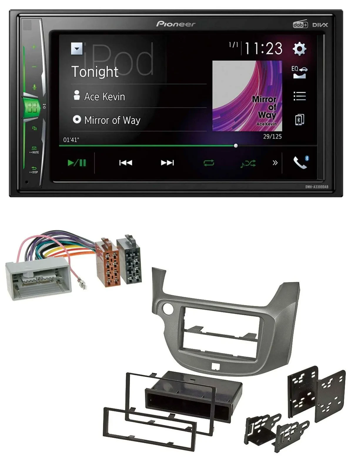 Pioneer 2DIN MP3 DAB USB Bluetooth Autoradio für Honda Jazz ab 09 silber