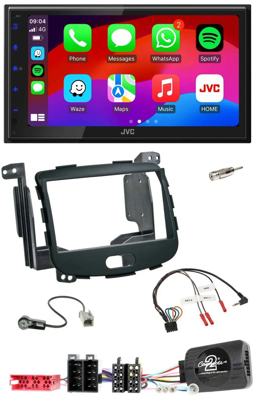 JVC Bluetooth 2DIN Lenkrad DAB USB Autoradio für Hyundai i10 09-13 Rubber Touch