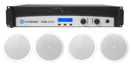 Crown CDi2000 800w 70V Commercial Amplifier+(4) White 60w JBL Ceiling Speakers