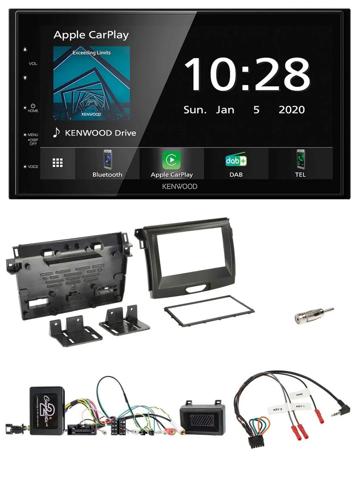 Kenwood Bluetooth Lenkrad DAB USB 2DIN Autoradio für Ford Ranger 2AB ab 04/2015