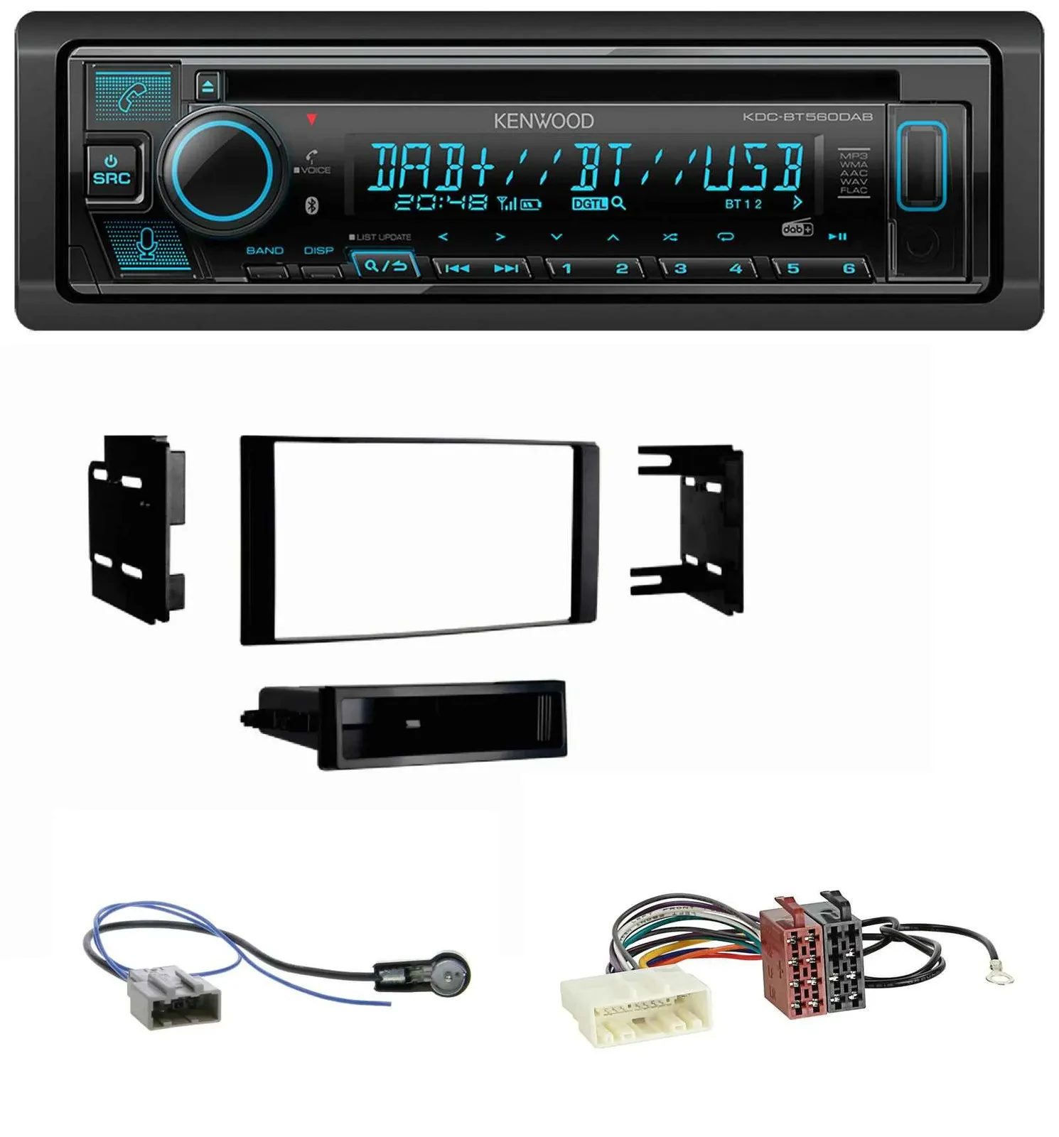Автомагнитола Kenwood Bluetooth DAB CD MP3 USB для Nissan Micra 2013–2017, черный