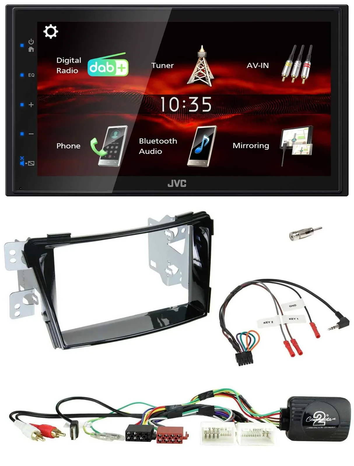 JVC USB Bluetooth Lenkrad DAB 2DIN Autoradio für Hyundai i40 11-19 USB AUX Klavi