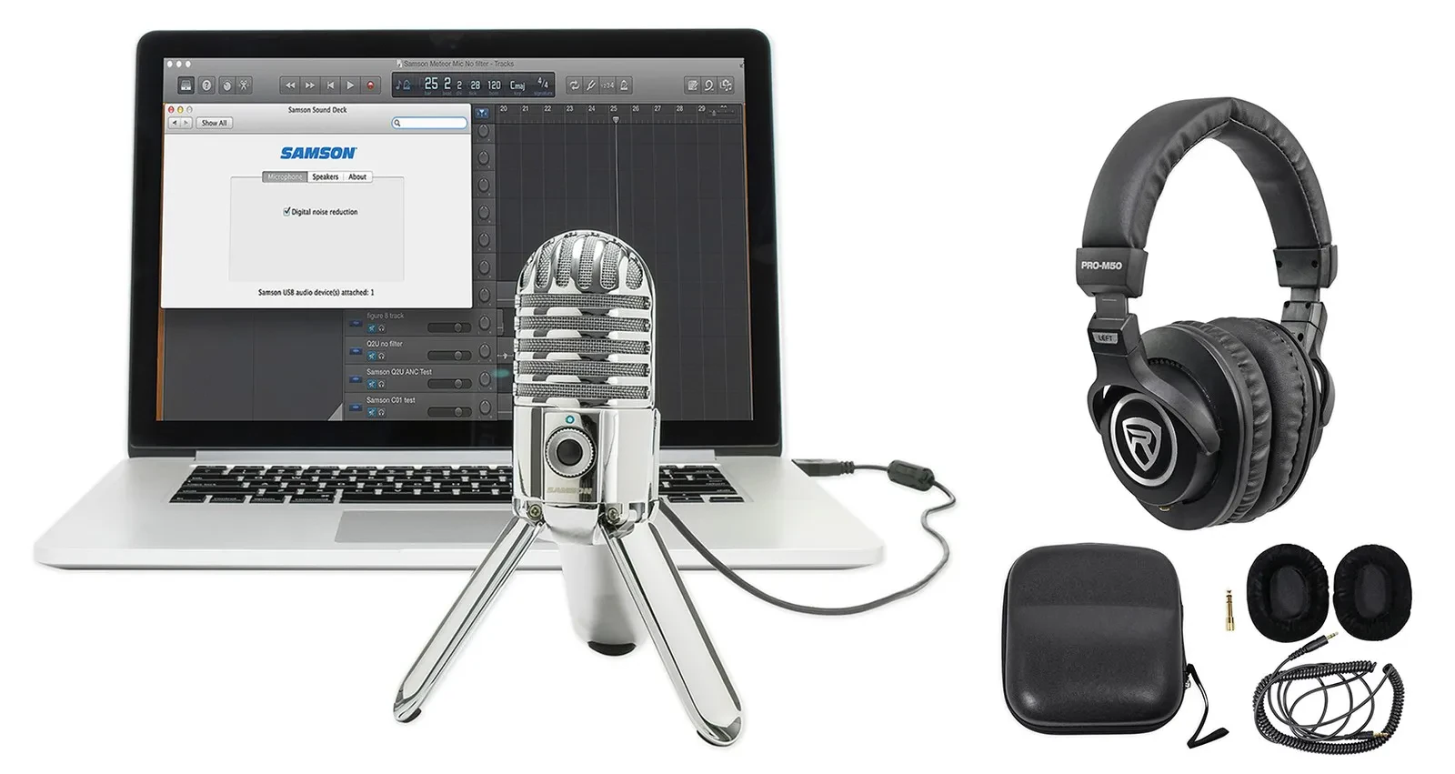 Samson Meteor Mic USB Microphone Podcasting Recording Desktop Mic+Headphones