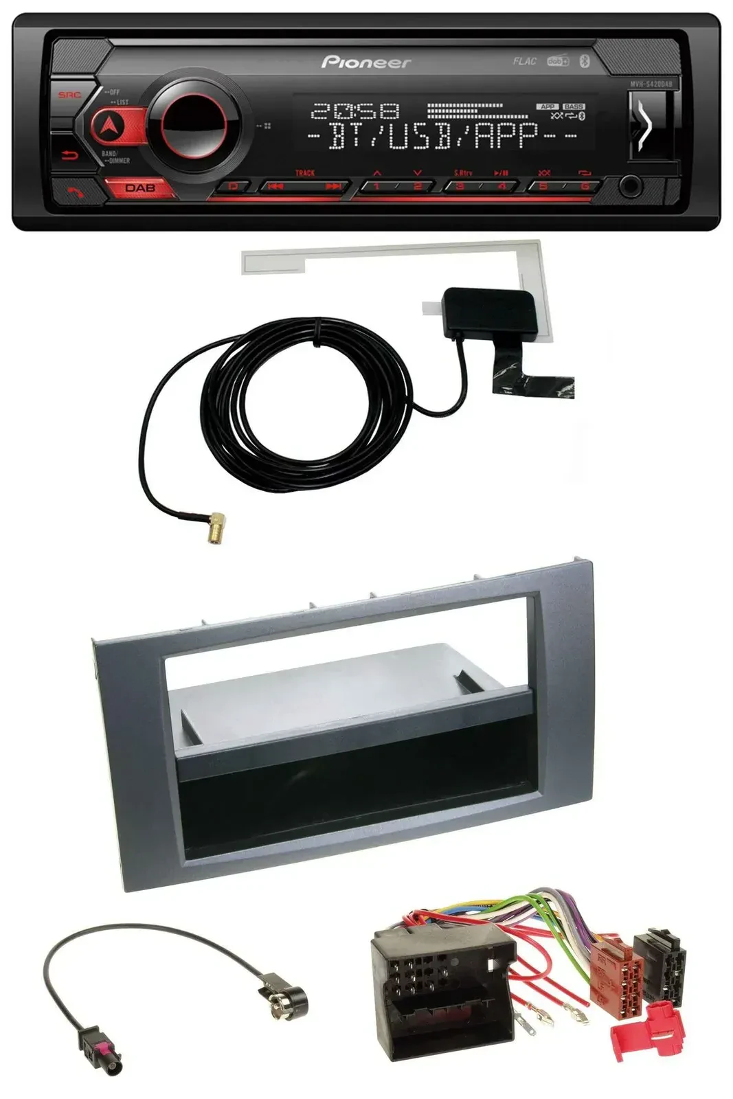 Автомагнитола Pioneer DAB, USB, MP3, Bluetooth для Ford Fiesta/Focus (2004–2008), антрацит