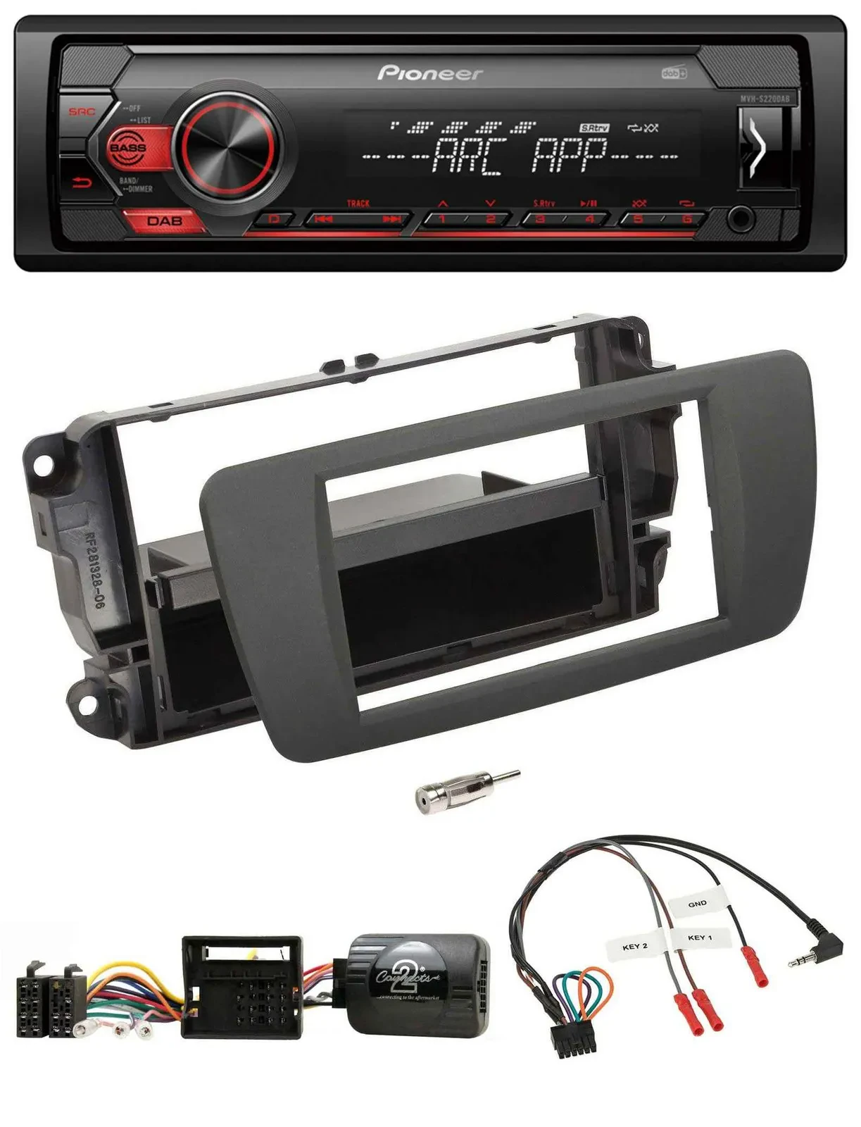 Автомагнитола для Seat Ibiza Pioneer DAB 1 DIN MP3 USB поддержка управления с руля серый