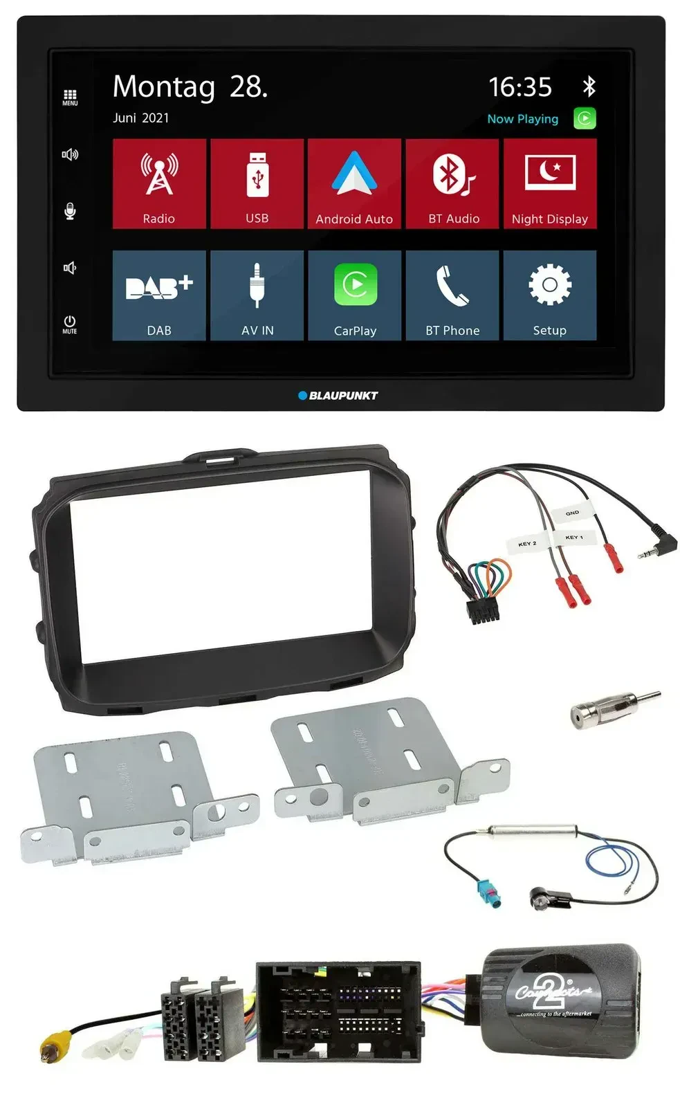 Blaupunkt Lenkrad Bluetooth DAB 2DIN USB Autoradio für Alfa Giulietta 2013-2021
