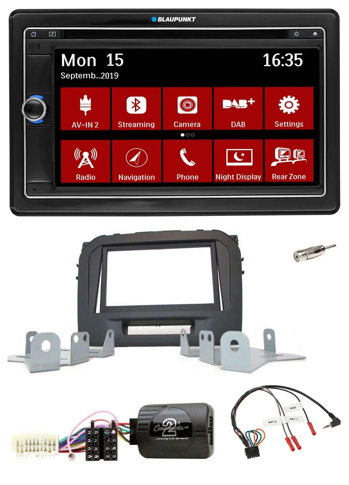 Автомагнитола Blaupunkt 2DIN, Bluetooth, DAB, USB, DVD, совместимая с управлением на руле, для Suzuki Vitara LY