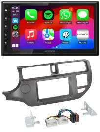 Kenwood MP3 USB DAB 2DIN Bluetooth Autoradio für Kia Rio UB 11-14 anthrazit