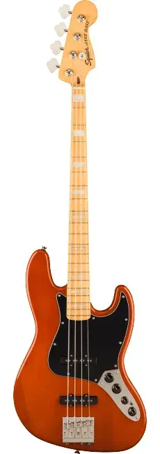 Бас-гитара Squier by Fender Classic Vibe Active '70s Jazz Bass 4-струнная, кленовая накладка, черный пикгард, цвет Mocha