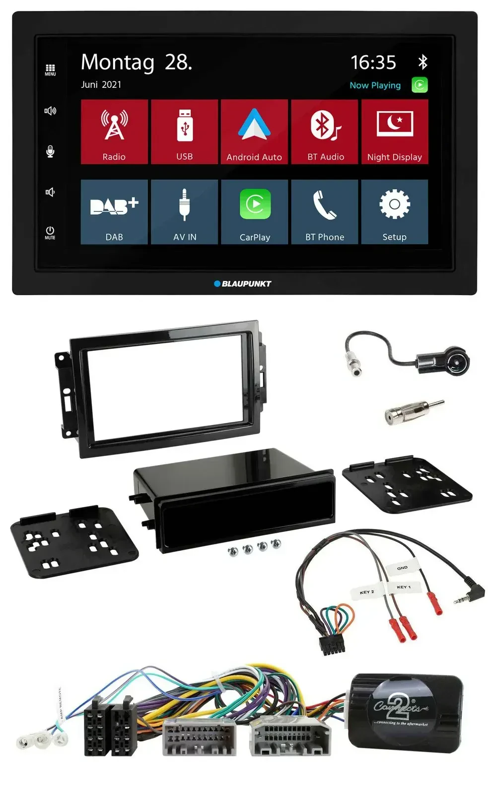 Blaupunkt Lenkrad Bluetooth DAB 2DIN USB Autoradio für Dodge Jeep