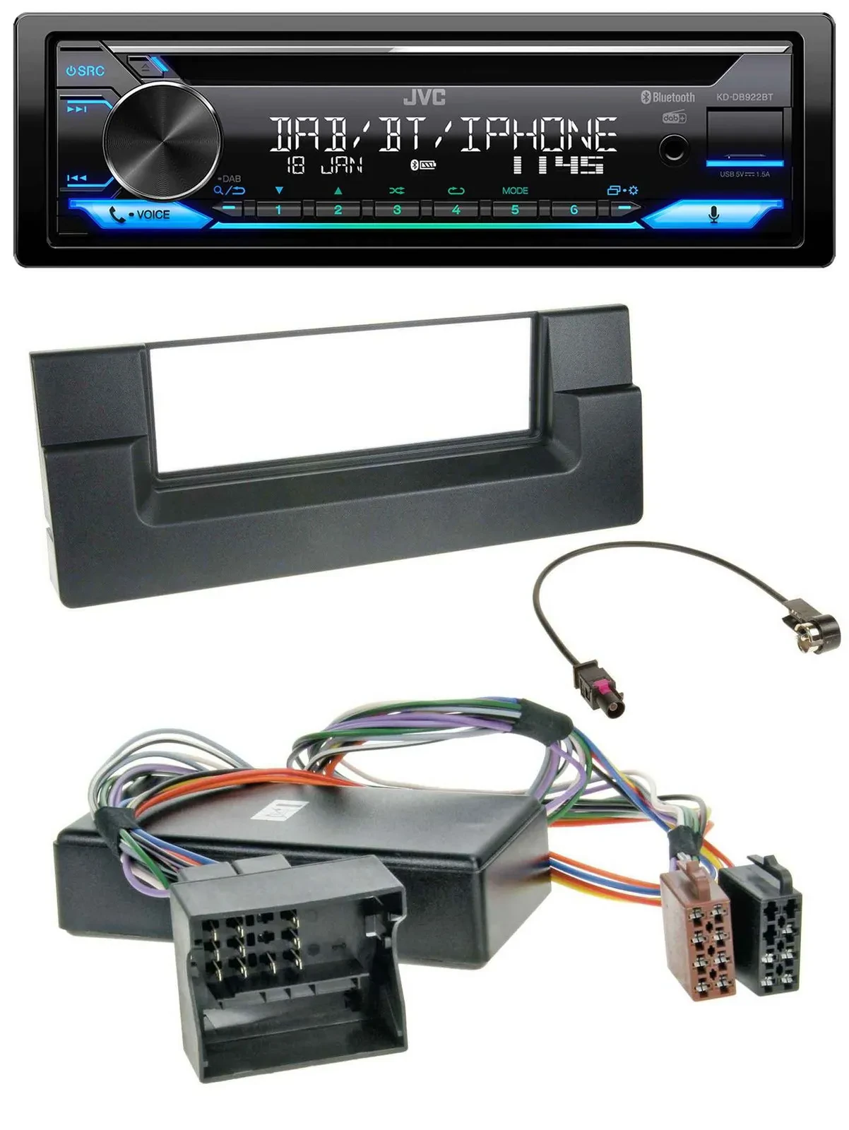 JVC Bluetooth MP3 USB DAB CD Autoradio für BMW X5 E53 5er E39 Aktivsystem Quadlo