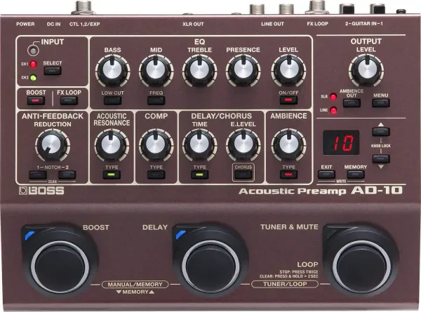 Напольный предусилитель для акустической гитары BOSS AD-10 Acoustic Preamp