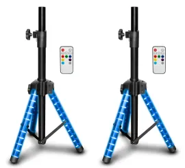 2 Technical Pro PT3LED Rechargeable RGBWY LED Tripod DJ Speaker Stands w/Remotes