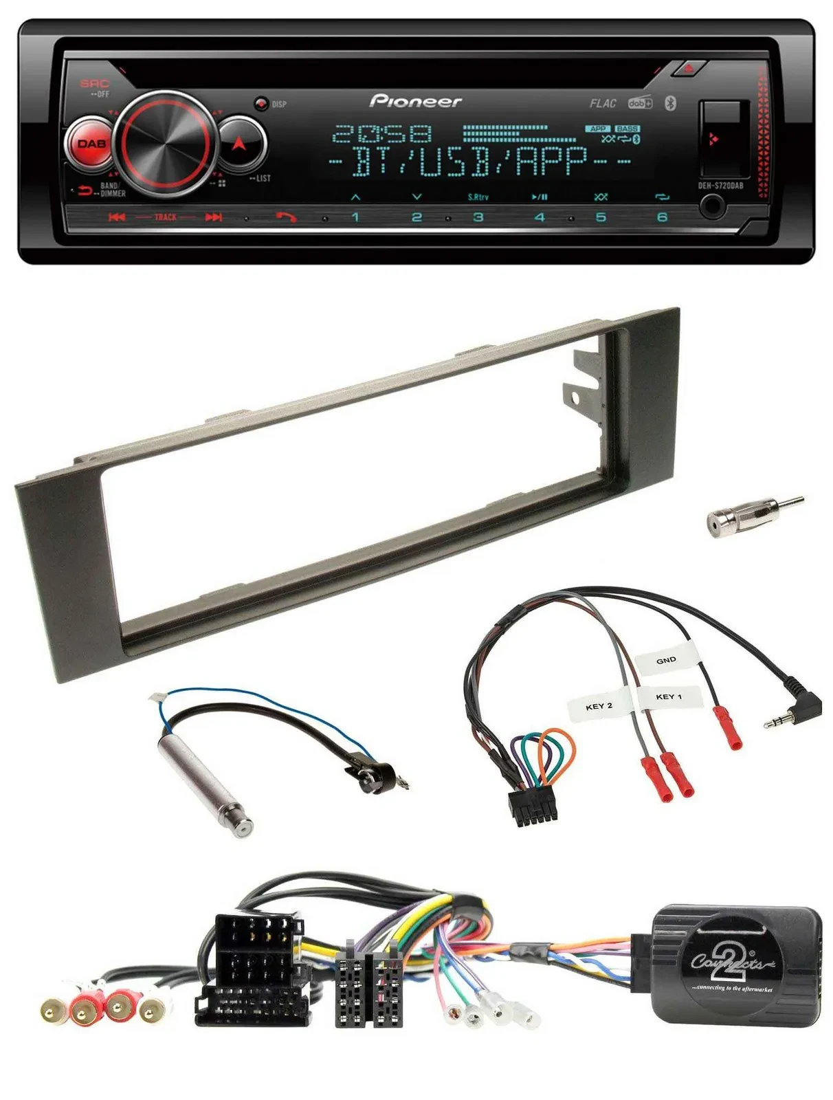 Pioneer Lenkrad DAB CD Bluetooth USB Autoradio für Audi A3 (2003-2006)