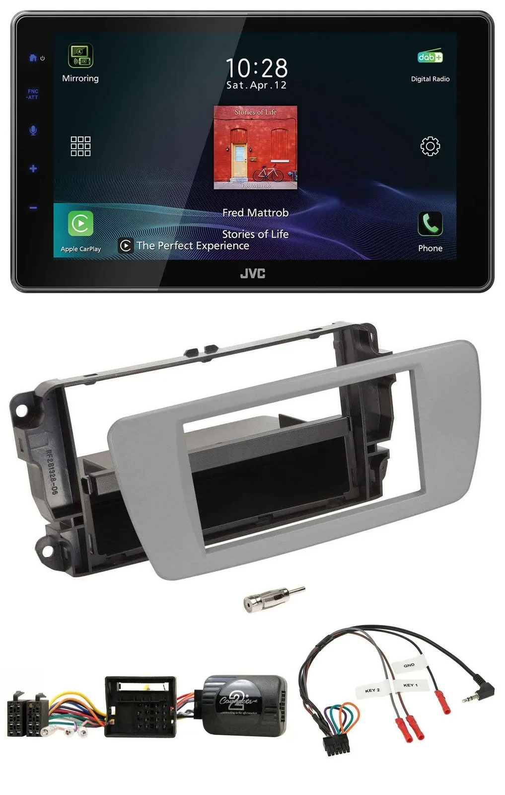 JVC DAB Lenkrad Bluetooth USB Autoradio für Seat Ibiza dublingrau