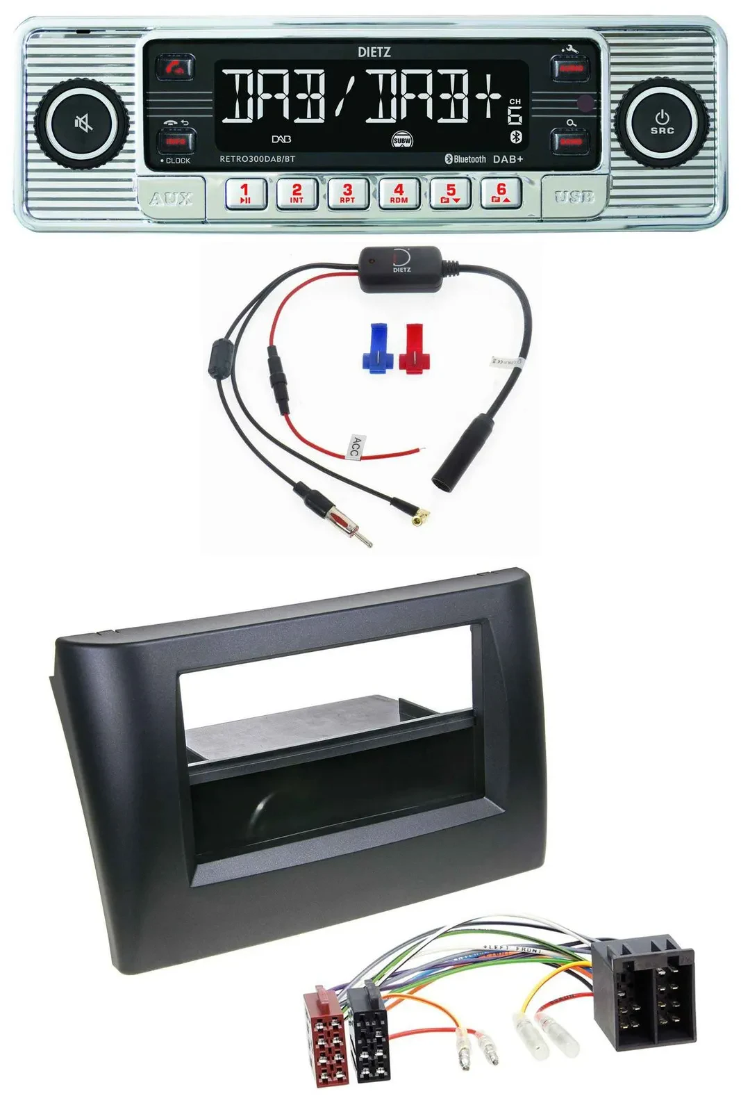 Dietz DAB USB MP3 Bluetooth Autoradio für Fiat Stilo 192 01-08 Ablagefach