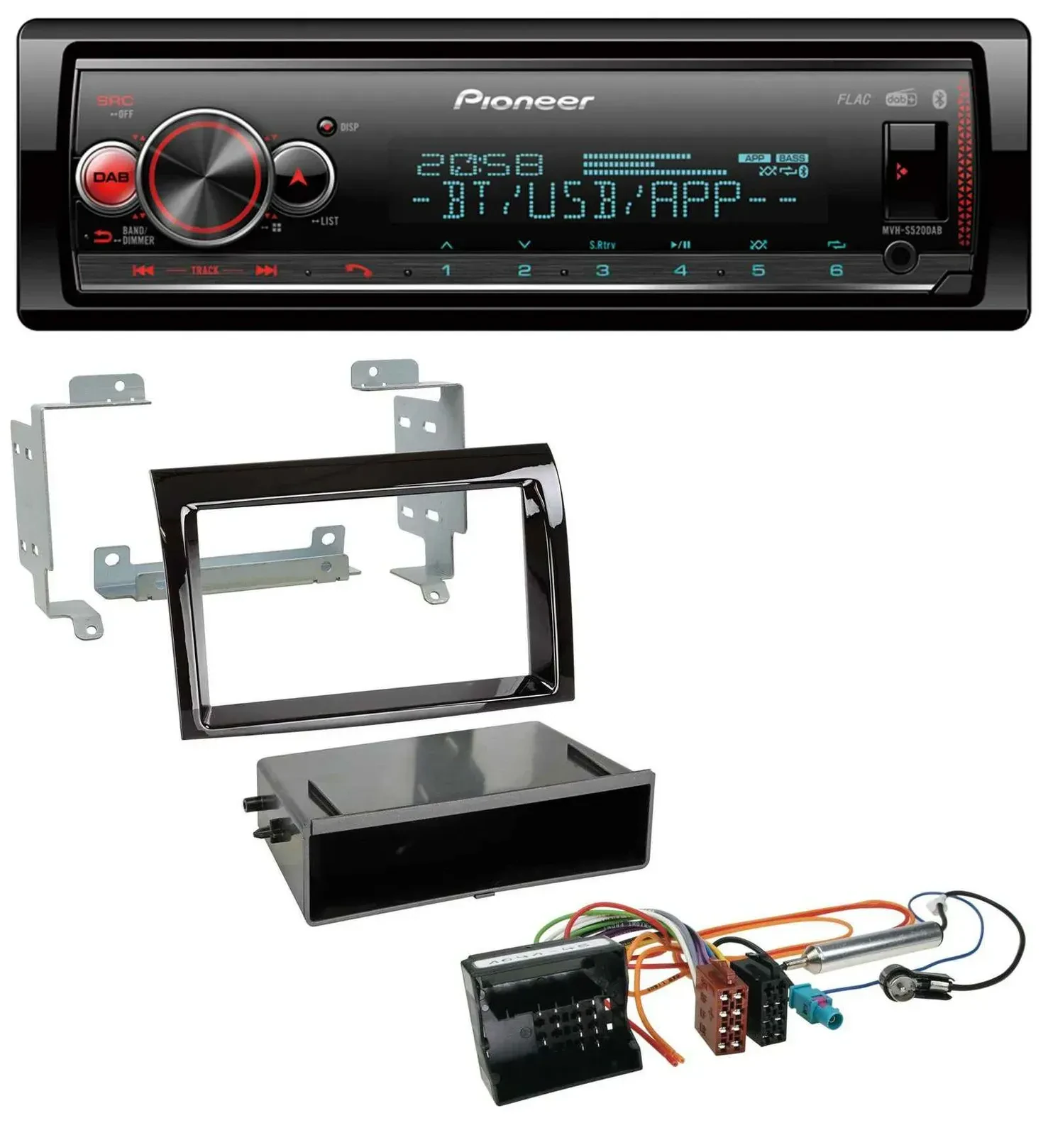 Автомагнитола для Citroen Jumper (2006–2011) Pioneer Bluetooth, USB, MP3, DAB, Quadlock, черный (piano black)