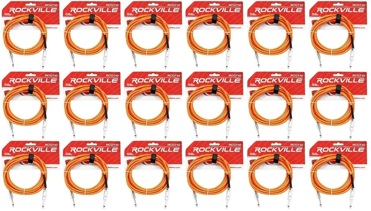 Инструментальный кабель Rockville RCGT10O Orange 3 м (18 штук)