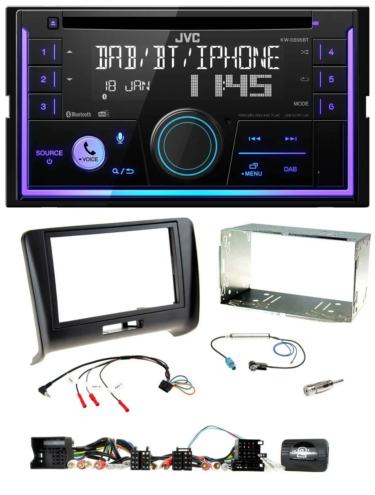 JVC Lenkrad USB 2DIN DAB Bluetooth CD Autoradio für Audi TT 2006-2014