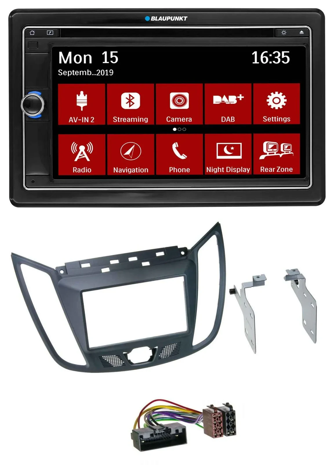 Blaupunkt Bluetooth DAB 2DIN USB DVD MP3 Autoradio für Ford C-Max (ab 10) grau