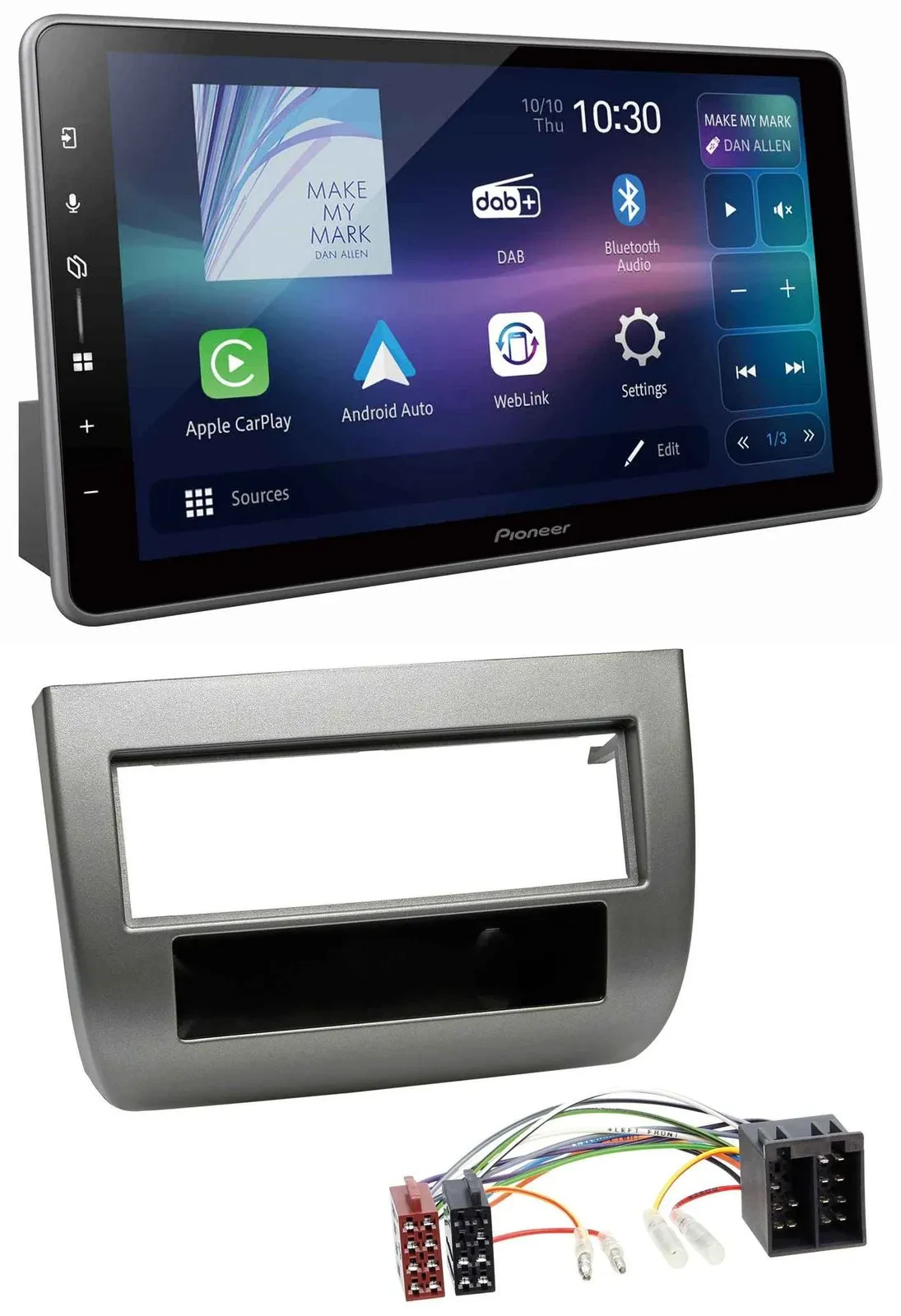 Автомагнитола Pioneer Bluetooth USB DAB MP3 для Lancia Y (843, 2003–2011), антрацит